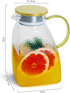 2PCS Glass Pitcher for Fridge, Goteble 1800ML / 60Oz Water Pitcher with Lid, Cold Beverage Jug Suit for Fridge Side Door