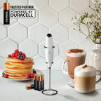 Zulay Kitchen Powerful Milk Frother Wand With 4 AA Duracell Batteries - Ultra Fast Handheld Drink Mixer - Electric Whisk Foam Maker for Coffee, Lattes, Cappuccino, Matcha & Creamer -