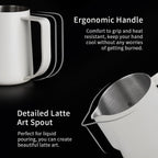 watchget Milk Frothing Pitcher 250ml/8oz Stainless Steel Espresso Steaming Pitcher Milk Coffee Cappuccino Latte Art Barista Steam Pitcher Milk Frothing Jug, White