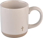 Sweet Water Decor Cross - Bottom Corner Stoneware Coffee Mugs - 14oz Cute Coffee Mugs for Hot & Cold Drinks - Dishwasher & Microwave Safe - Christian Gifts for Women and Men - Ideal Espresso Mugs