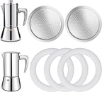 2 Pcs Filter with 3 Pcs Silicone Gasket Seals for 4 Cup Stovetop Espresso Coffee Maker Replacement Parts for 304 Stainless Steel Moka Pot