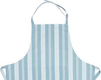 AMOUR INFINI Cotton Striped Aprons for Women with Pockets - Adjustable Strap and Waist Ties Printed Apron for Baking, Cooking, Gardening (27.5 x 33 Inches - Dove Blue)