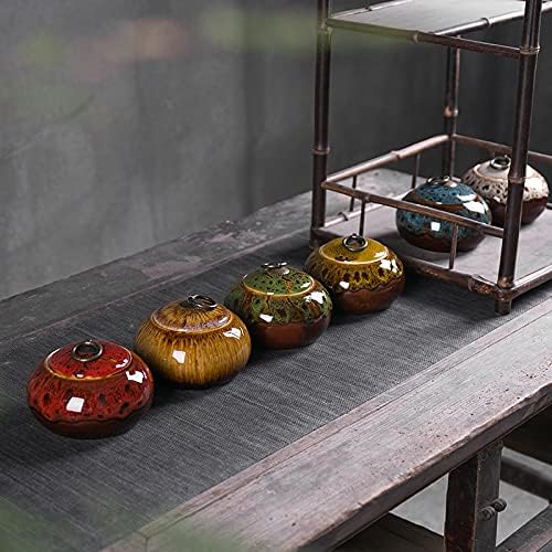 Ceramic Storage Jars, Exquisite Glaze Food Canisters for Kitchen Spice Storage,Tea Caddy Storage,Coffee Jar,Condiment Jar with Seald Lid (Red B)