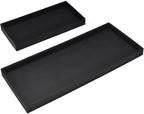 DNC Bathroom Vanity Tray for Counter, 2PC (7.9" +11.8") Silicone Kitchen Sink Soap Tray for Countertop Dish Holder Dispenser Toilet Tank Desk Organizer Black