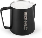 MHW-3BOMBER Milk Frothing Pitcher, 16oz/450ml Milk Frother Cup for Barista, SUS304 Stainless Steel Espresso Steaming Pitchers for Milk/Coffee/Latte Art, Matte Black, P3025B-OS