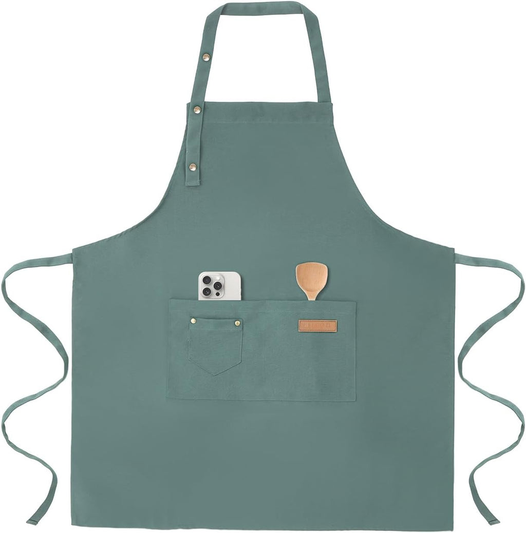 Tosewever Art Aprons for Women Painting Pottery Baking, Mens Buckle Straps Kitchen Apron with Pockets for Chef Cooking