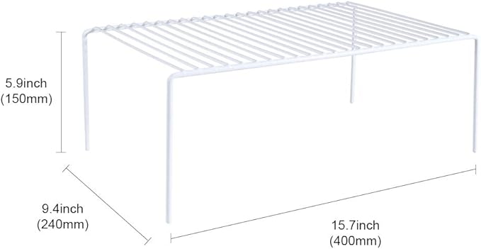 Redrubbit Large (15.7 x 9. 4 Inch) Cabinet Storage Shelf Rack, Rustproof Kitchen Counter and Cabinet Shelf, Storage Rack Organizer for Kitchen, Fridge, Cabinet, Bathroom, Set of 4