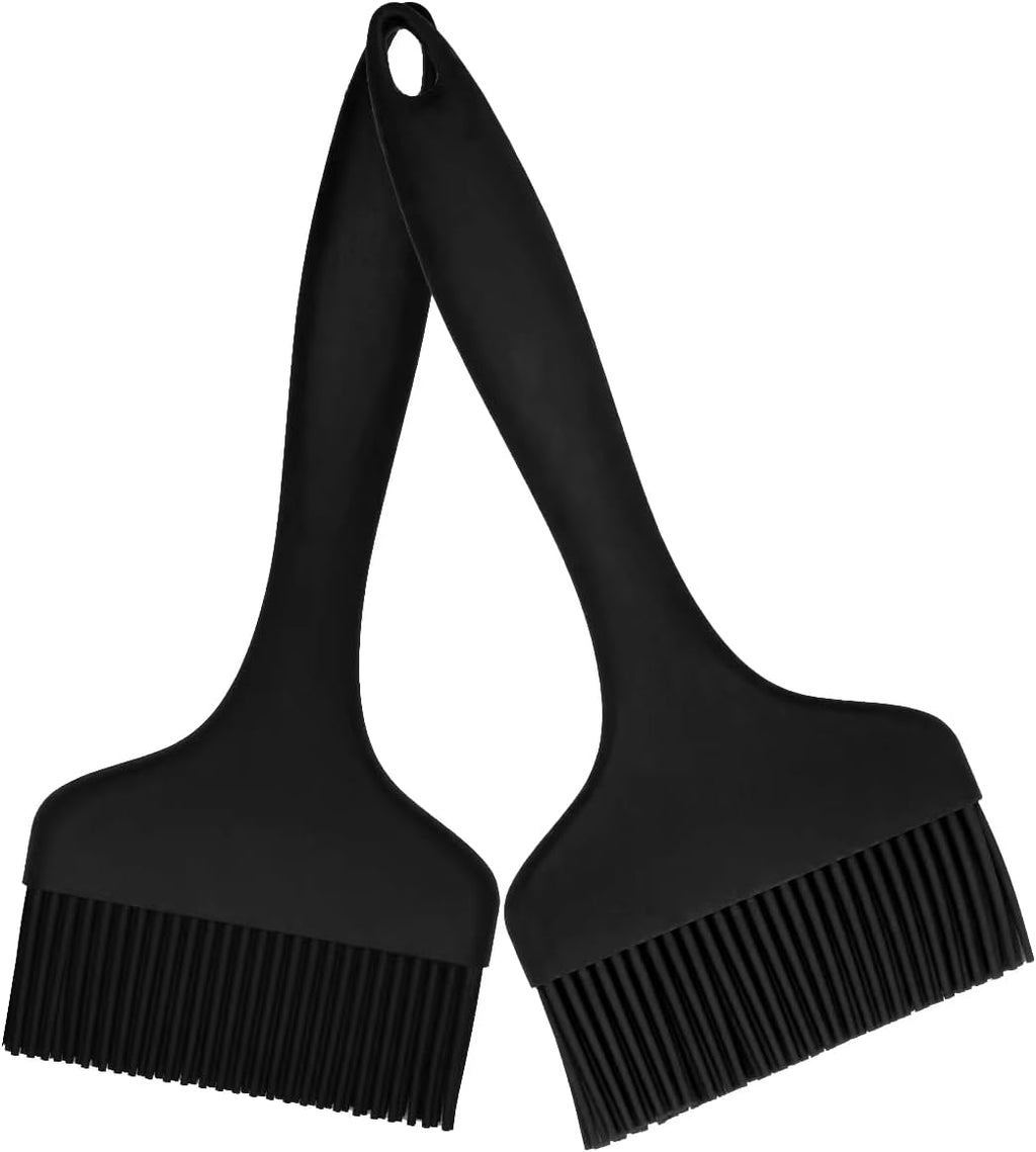 2 Pcs Of Silicone Basting Brushes Heat Resistant Pastry Brush Oil brush BBQ Grill Brush Set One-Piece Design, Suitable For Barbecue Oven Teppanyaki Kitchen Cooking Easy Clean Black