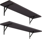 DINZI LVJ Long Wall Shelves, 23.6 Inch Wall Mounted Shelves Set of 2, Easy-to-Install, Storage Ledges with Sturdy Metal Brackets for Living Room, Bathroom, Bedroom, Kitchen, Espresso