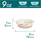 vancasso Mini Pie Pans Set of 6, 5.2 inch Ceramic Small Pie Plate for Baking, Shallow Ramekins Mini Pie Dish with Ruffled Edge for Chicken Pot Pie, Cake, Quiche, Tart, Cream Colored