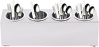 DYNAMI 4-Compartment Stainless Steel Utensil Holder,Commercial Perforated Silverware Holder,Cylinder Silverware Utensil Holder Flatware Organizer Countertop,for Restaurant Kitchen (4-Compartment)