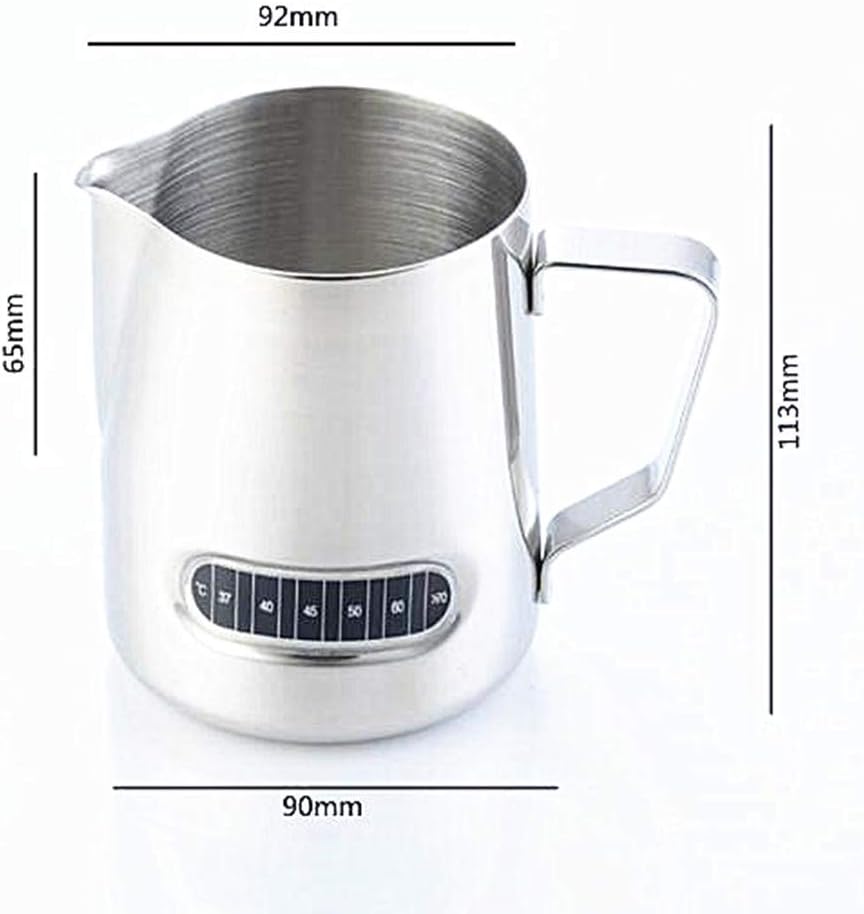 Milk Frothing Pitchers 21 oz (600 ml) with Integrated Thermometer,Latte Art Jug Stainless Steel Creamer Temperature Espresso Steaming Pitchers