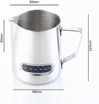 Milk Frothing Pitchers 21 oz (600 ml) with Integrated Thermometer,Latte Art Jug Stainless Steel Creamer Temperature Espresso Steaming Pitchers