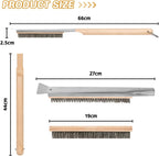 Pizza Oven Brush, 26" Brush and Stainless Steel Scraper for Pizza Stone with Screwdriver and Non Scratch Heat Proof Brass Bristles, BBQ Grill Cleaning Brush Outdoor Pizza Oven and Accessories