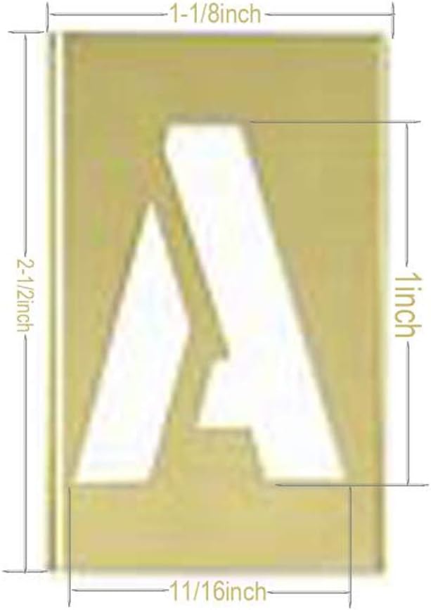 Deezio 1" Brass 46 Pieces Interlocking Stencil Set of Numbers and Letters Kit