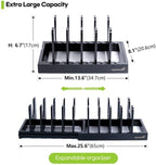 Bamboo Expandable Bakeware and Cutting Board Organizer, Adjustable Pot Lids Holder Rack, Cookie Sheet Baking Pan, Tray Organizer for Kitchen Storage (Black)