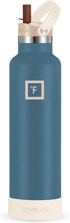 IRON °FLASK Camping & Hiking Hydration Canteens - Narrow Straw Lid & Boot - Leak Proof Vacuum Insulated Stainless Steel - Hot & Cold Double Walled Sports Water Bottle - Desert Oasis, 24 Oz