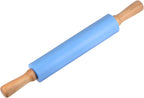 HARFINGTON Silicone Rolling Pins for Baking 17 Inch Wooden Handle Non Stick Rolling Pin Small Roller Playdough Rolling Pins for Dough Pizza Pastry Fondant Kitchen, Blue