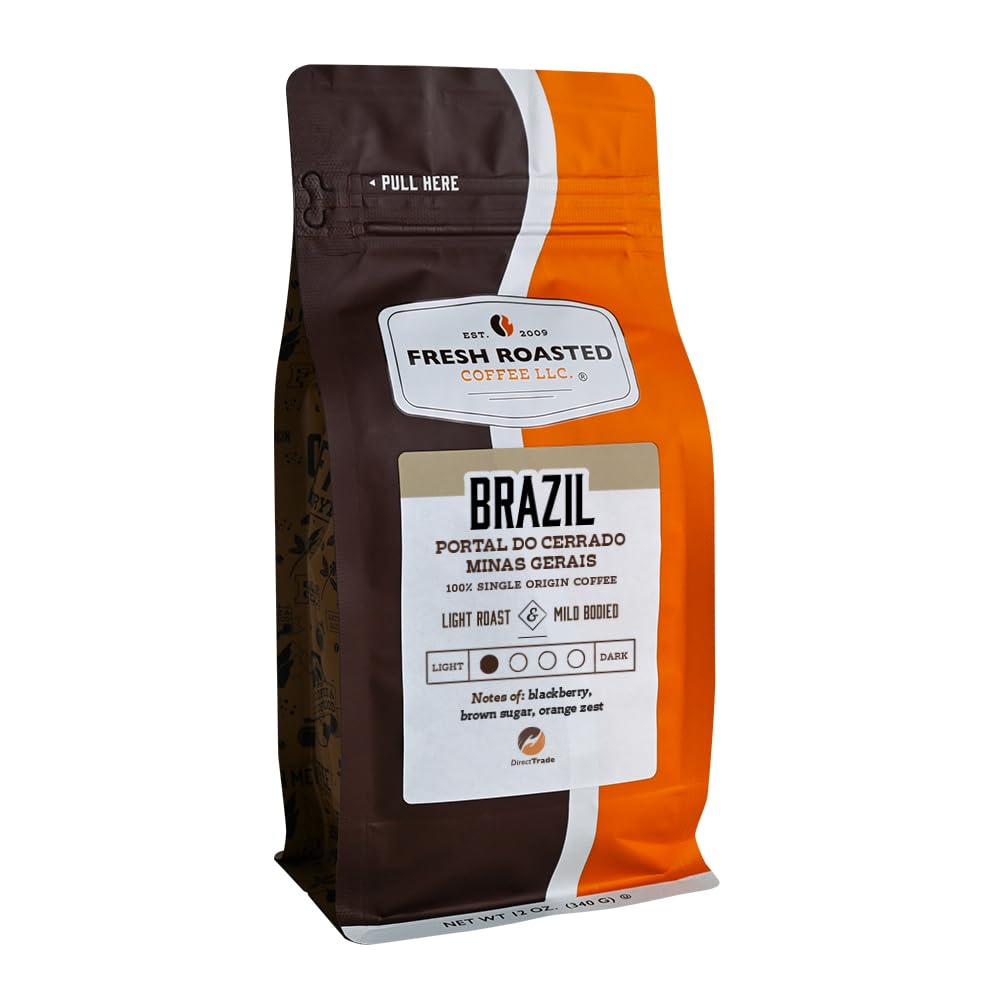 Fresh Roasted Coffee, Brazil Minas Gerais, 12 oz, Light Roast, Kosher, Whole Bean