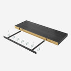 Floating Shelf, Set of 3 Wall Shelf, 30 in W x 12.75 in D x 2 in H Wooden Floating Wall Shelf with Invisible Brackets for Living Room/Bedroom/Bathroom/Kitchen Storage and Decor, Black Wood