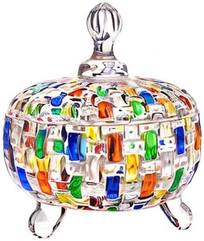 MAGCOLOR Elegant-Hand Painted Colorful Large Crystal Glass Candy Box,Christmas Candy jars with Lid,Storage Jewelry Jar,Candy dish covered,Great Gift for Family Friends-24 oz-Cute Candy servers.