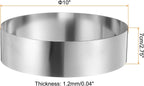 HARFINGTON Round Cake Ring 10 x 2.75 Inch Seamless Stainless Steel Pastry Mousse Dessert Ring Mirror Coating for Baking Cooking Making Tool