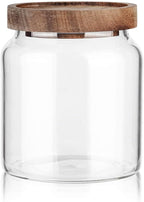 Labina Glass Storage Container Airtight Food Jars Kitchen Canister with Wood Lids, 20 Oz Wide Mouth Pantry Organization Glass Jar for Flour, Sugar, Cookie, Spagetti, Nuts and Candy