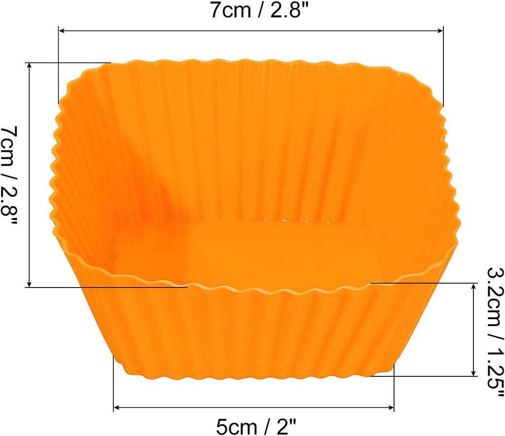 uxcell 36Pcs Silicone Cupcake Baking Cups, Silicone Muffins Liners Non-Stick Square Baking Cups, for Cooking Eggs Baking Muffins and Make a Cake(Orange)