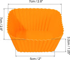 uxcell 36Pcs Silicone Cupcake Baking Cups, Silicone Muffins Liners Non-Stick Square Baking Cups, for Cooking Eggs Baking Muffins and Make a Cake(Orange)