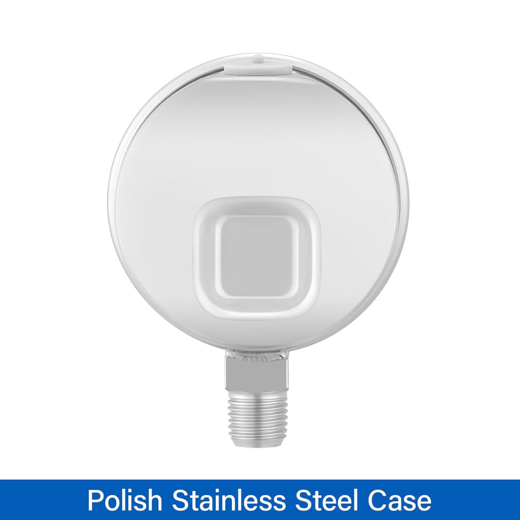 MEASUREMAN Fully Stainless Steel Hydraulic Glycerin Filled Pressure Gauge, 2-1/2" Dial Size,0-15000psi/bar,1/4" NPT Lower Mount