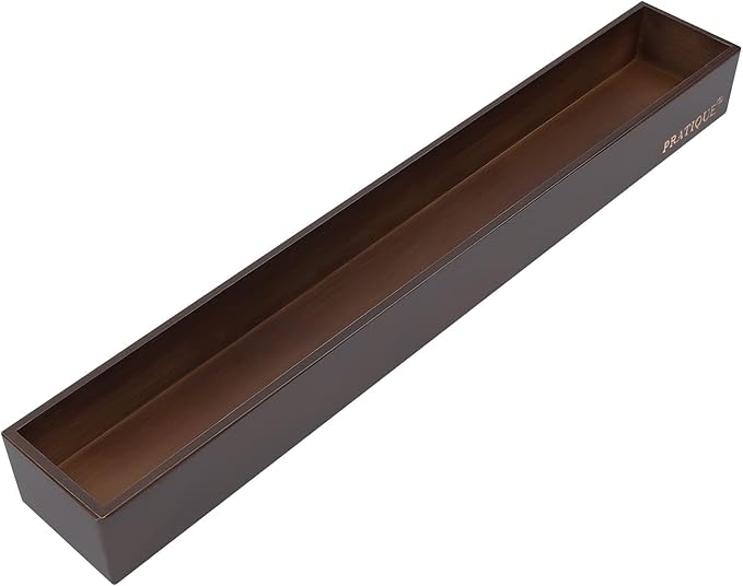 Bamboo Narrow Organizer,Kitchen Utensil Organizer Silverware Tray,Cutlery Holder, Wood Storage Box for Flatware, Makeup, Bathroom, Office Desk(20 * 3 * 2,Nut-brown)