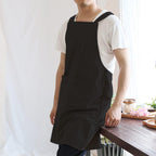 NEWGEM Japanese Linen Cross Back Cooking Aprons for Women Men with Pockets Cute for Baking Kitchen
