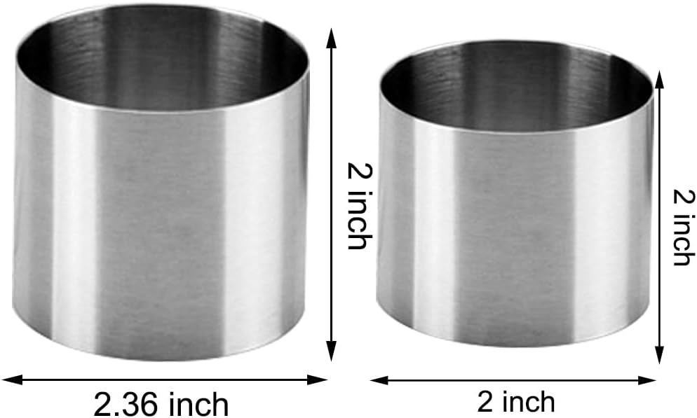 6 Packs Cake Rings Stainless Steel Nonstick Tart Ring Cake & Pastry Ring, Dessert Rings Set Round Cake Rings Mold 2-Inch