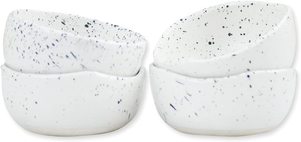 roro Ceramic Stoneware Handmade Bowl Set (Dipping Bowls x 4, White Matte Speckled)