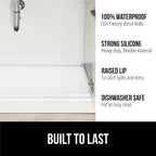 GORILLA GRIP Waterproof Silicone Under Sink Mat with Raised Lip for Kitchen and Bathroom, 46 x 22 in, Cabinet Shelf Liner Stay in Place Mats Dishwasher Safe Drawer Liner, Organizer Tray, White