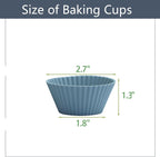 Silicone Baking Muffin Cups 12 Pack, Reusable Cupcake Liners Cake Molds, BPA Free, Dishwasher Safe(Grey Series, Regular Size)