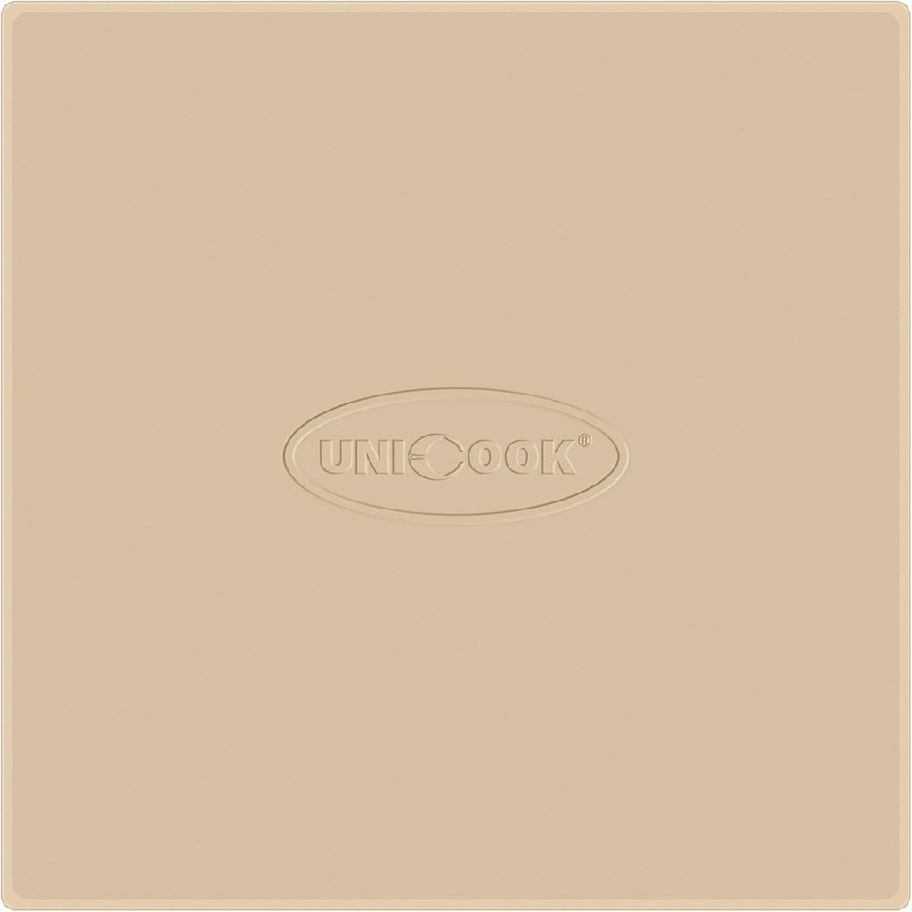 Unicook Pizza Stone for Oven and BBQ Grill, 13 Inch Square Baking Stone for Bread, Cordierite Thermal Shock Resistant Pizza Making Accessory for Oven and Grill, Including Dough Scraper