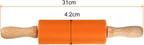 HARFINGTON Silicone Rolling Pins for Baking 12 Inch Wooden Handle Non Stick Rolling Pin Small Roller Playdough Rolling Pins for Dough Pizza Pastry Fondant Kitchen, Orange