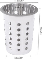 DYNAMI 4-Compartment Stainless Steel Utensil Holder,Commercial Perforated Silverware Holder,Cylinder Silverware Utensil Holder Flatware Organizer Countertop,for Restaurant Kitchen (4-Compartment)