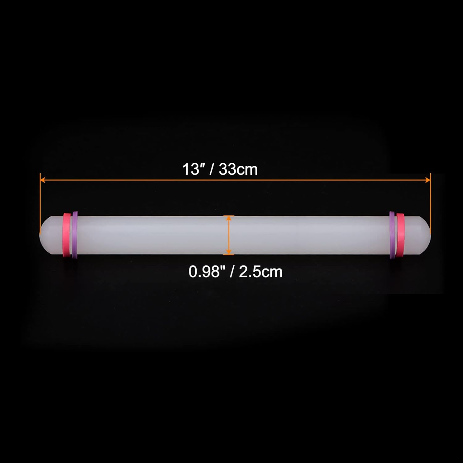 HARFINGTON 2pcs Fondant Rolling Pin 13 Inch x 0.98 Inch Adjustable Guide Rings Non-Stick PP Plastic Fondant Roller Dough Roller Kitchen Decorating Tools for Cookie Pastry Pizza Clay