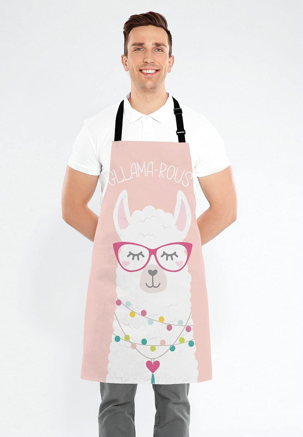 Inspirational and motivational Apron with Alpaca,Cute llama Gllama-rous Unisex Kitchen Bib with Adjustable Neck for Cooking Gardening,Adult Size