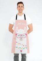 Inspirational and motivational Apron with Alpaca,Cute llama Gllama-rous Unisex Kitchen Bib with Adjustable Neck for Cooking Gardening,Adult Size