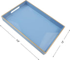 Spsyrine Blue Bathroom Vanity Tray with Handles for Dresser Tops, Countertop, Perfume Decorative Tray, 11.8” * 7.87” *1.37”