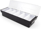 Cocktailor 6 Tray Bar Top Food & Garnish Station with Lid - Condiment Dispender for Bartending, Taco Bar, Ice Cream, Fruit, Salad Bar - Topping Organizer for Restaurant Supplies & Accessories