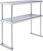 NSF Certified 18 Gauge Heavy Duty Stainless Steel Double overshelf with Brackets for Kitchens, Utility Rooms, Storage, Offices & Home