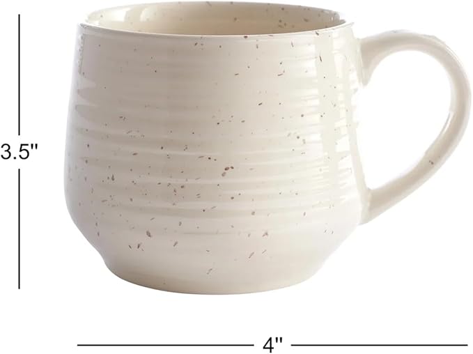 Sango 17.5 oz Stoneware Coffee Mugs Set of 4, Rustic Ceramic Mug with Speckled Reactive Glaze, Large Pottery Drinkware for Coffee or Tea, Dishwasher & Microwave Safe Mugs, Siterra Painter’s Palette