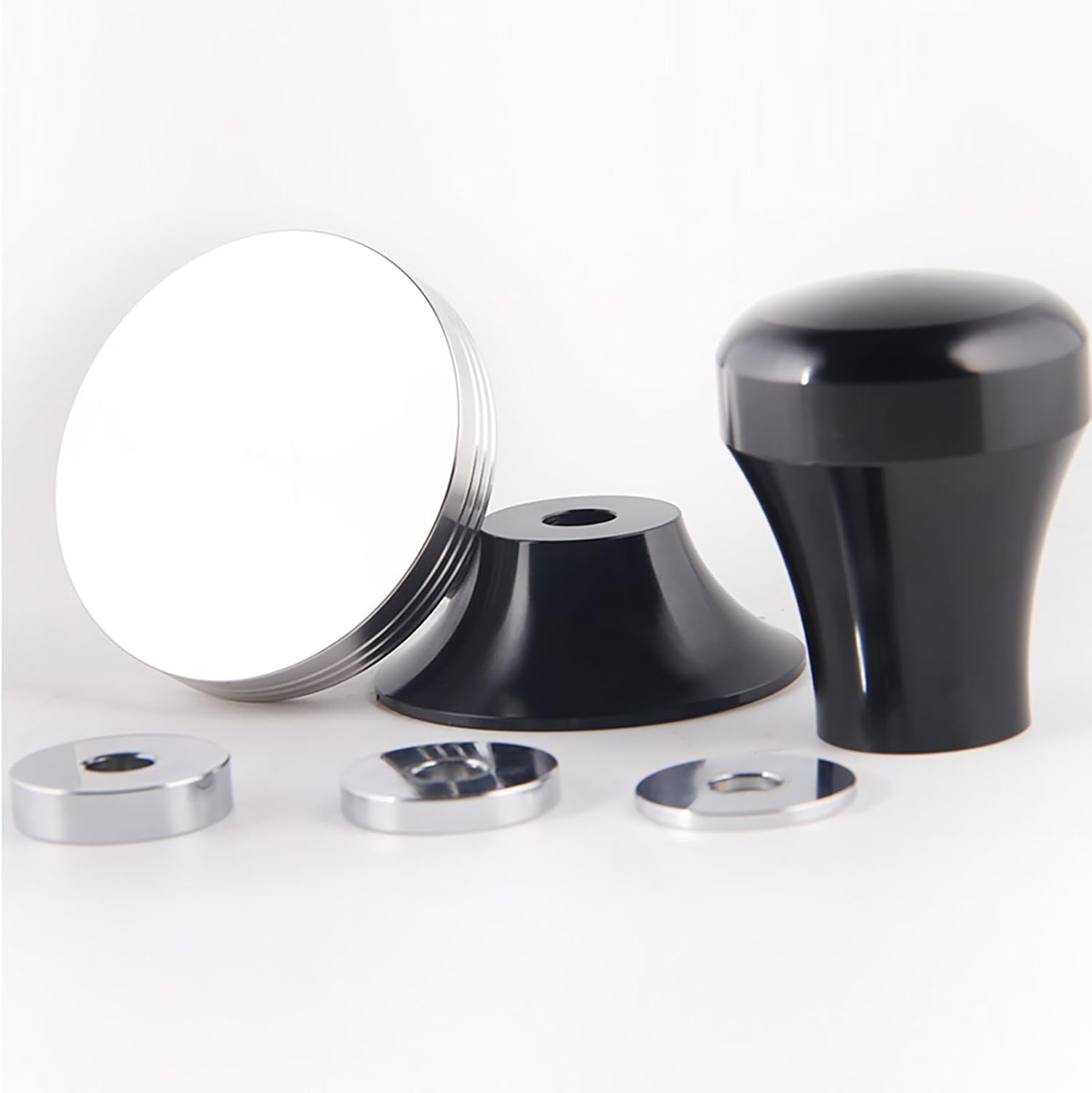 MOJAE 58mm Espresso Tamper with 304 Stainless Steel Flat, Coffee Tamper for 58mm Portafilters (Black)