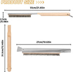 Pizza Oven Brush, 21" Brush and Stainless Steel Scraper for Pizza Stone, BBQ Grill Cleaning Brush Non Scratch Heat Proof Stainless Steel Bristles with Screwdriver for Pizza Oven and Accessories
