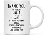 Andaz Press Funny Family 11oz. Coffee Mug Gift, Thank You for Being My Uncle, Punch in Face, 1-Pack, Christmas Birthday Drinking Cup Present Ideas