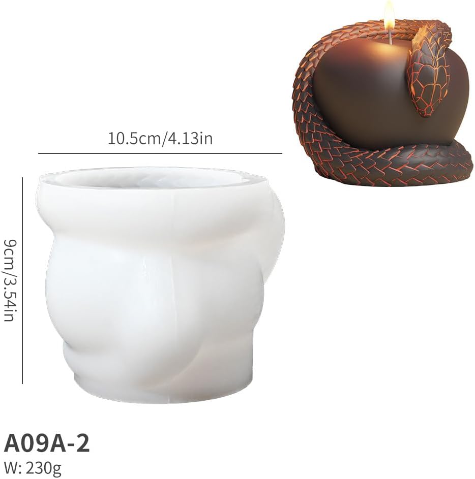 Gothic Snake and Apple Religious Art Candle Mold – 3D Silicone Resin Mold for Epoxy Casting, Aromatherapy Wax, Halloween Gothic Decor, Serpent Apple Sculpture Candle Making Mold